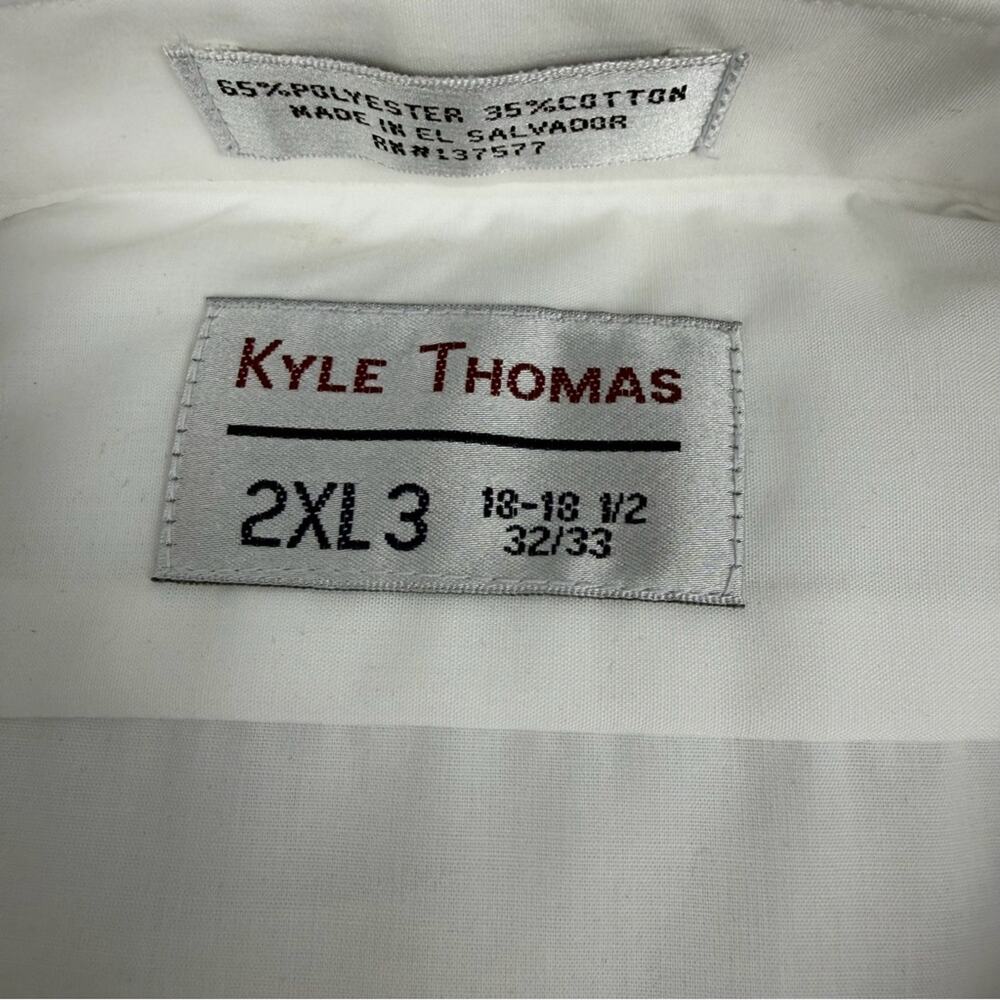 New Kyle Thomas Men’s White Dress Shirt Long Sleeve 2XL3 18-18.5 32/33 - Picture 2 of 2